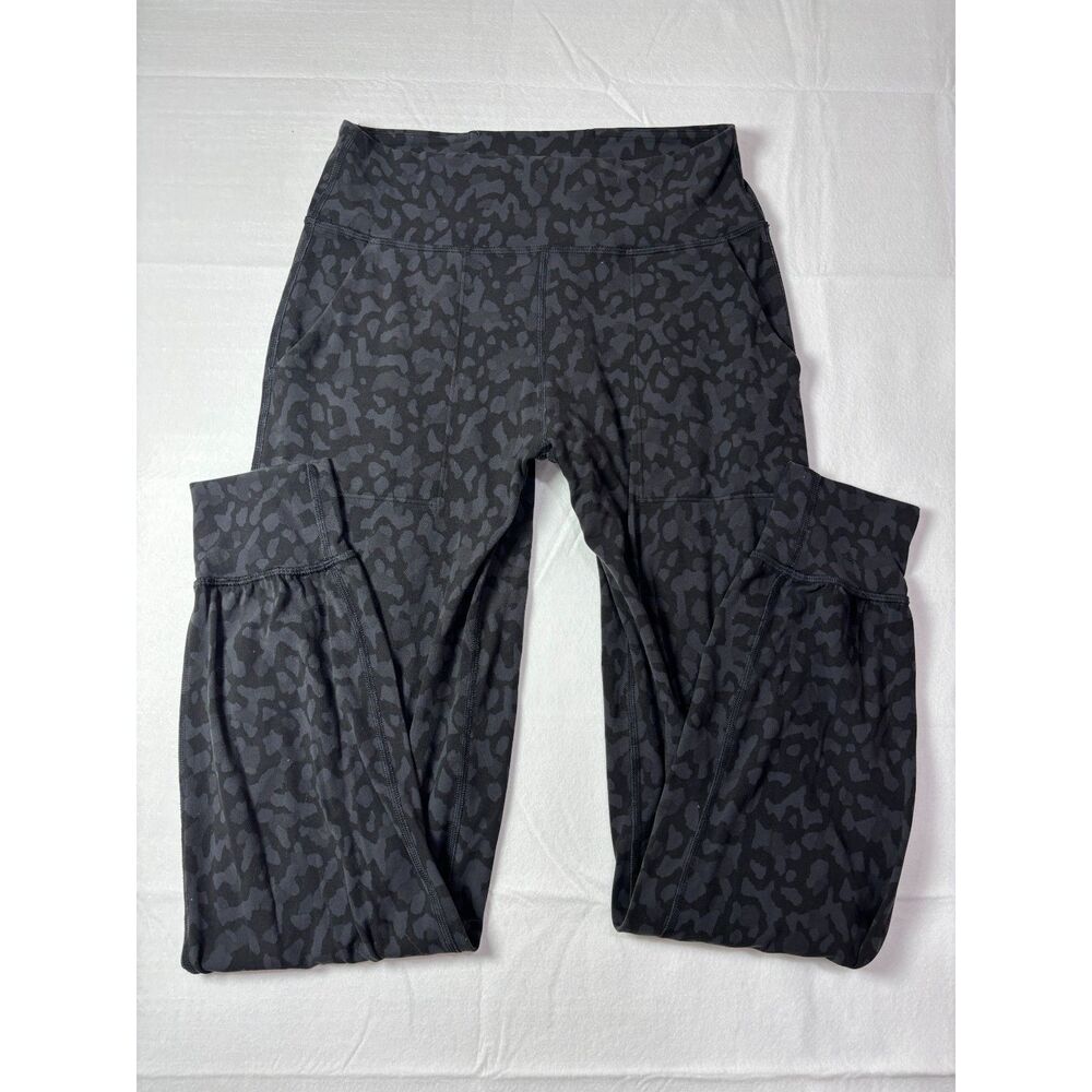 Lululemon Align Jogger High Rise Black Grey Leopard Animal Print Size 6
